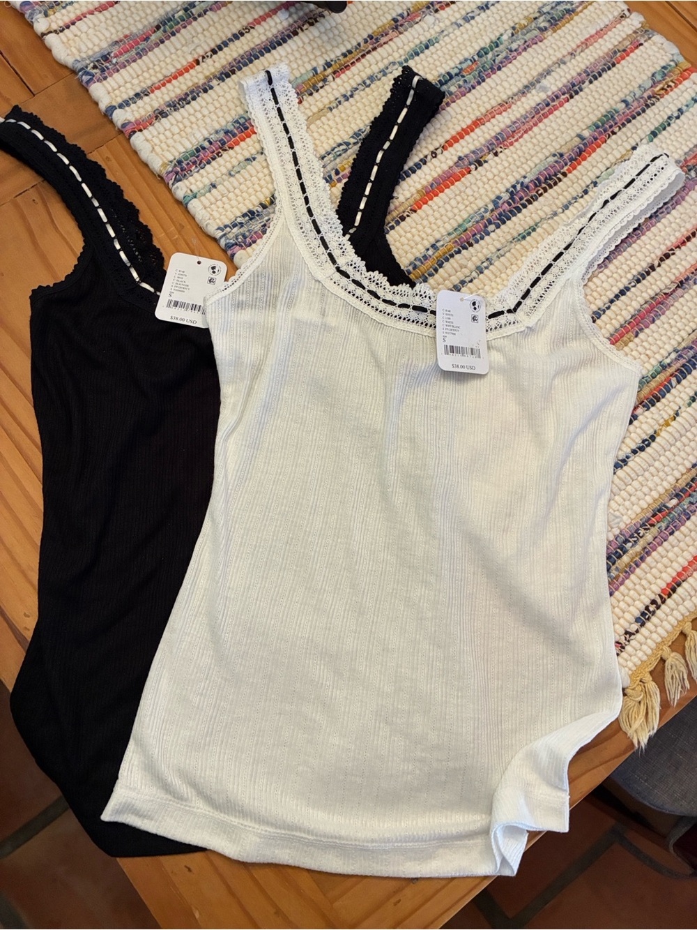 Intimately Free People Women’s White Lace-Trim Ribbed Tank Top, small NWT - Picture 5 of 5